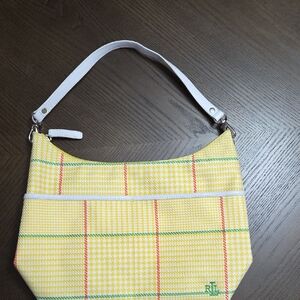 Lauren Ralph Lauren Yellow Plaid Medium Hand Bag